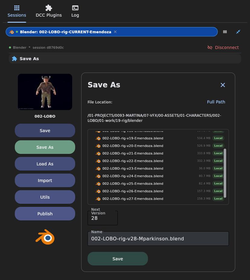 Artist Toolkit Save As
